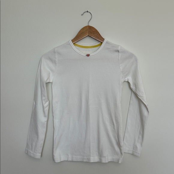 Mini Boden Girls White Long Sleeve Tee Size 11-12 EUC - Picture 1 of 3